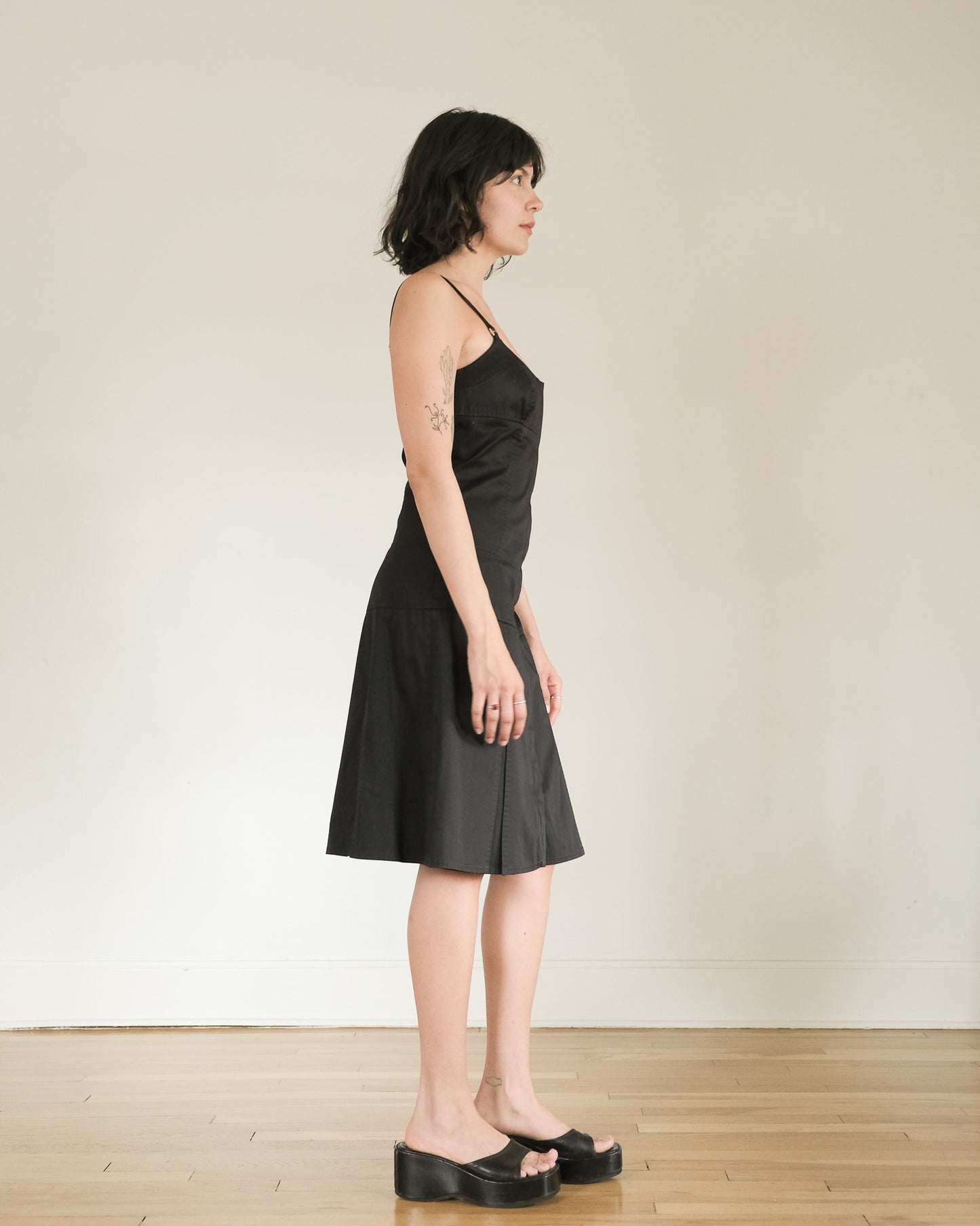 y2k pleated cotton dress