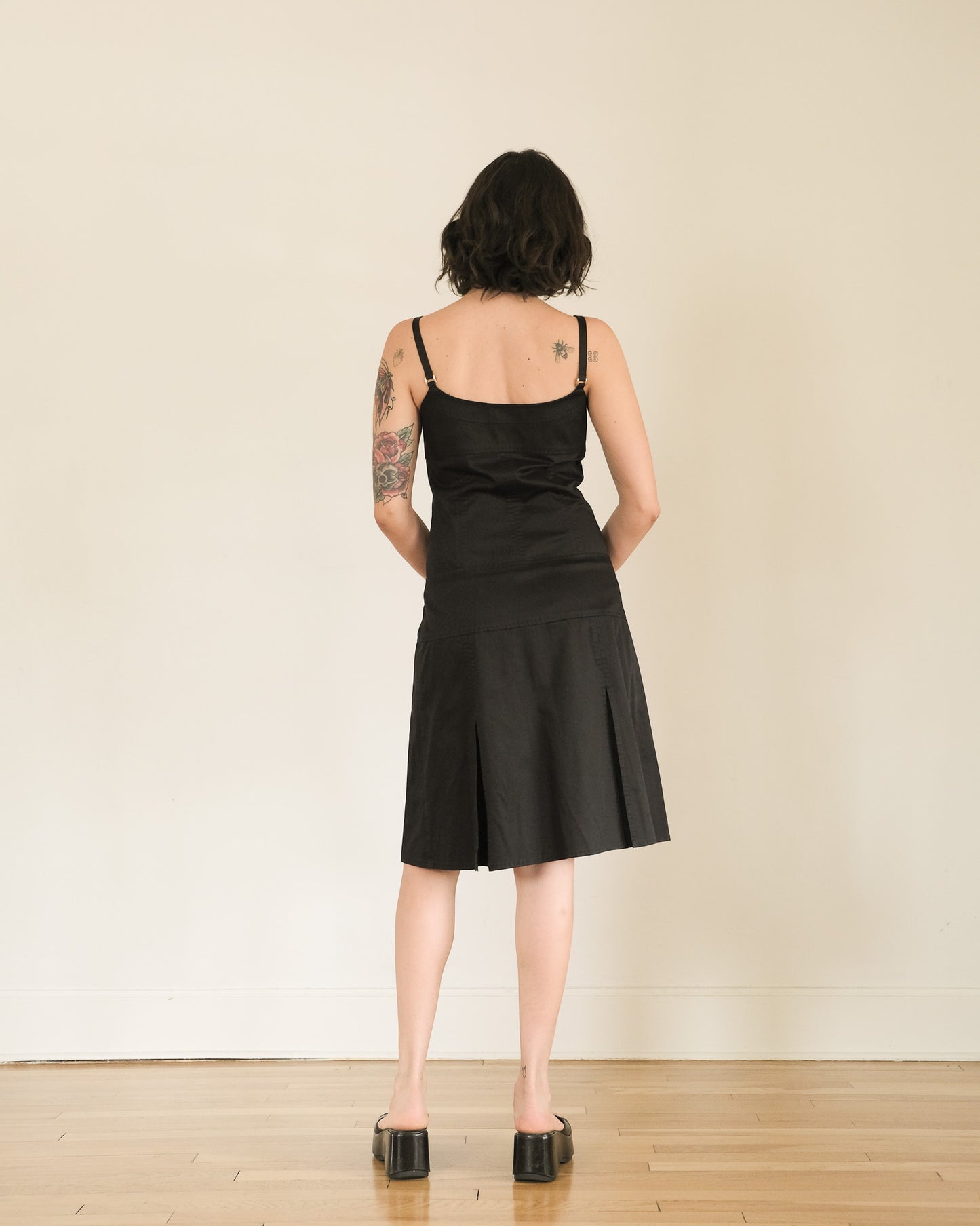y2k pleated cotton dress