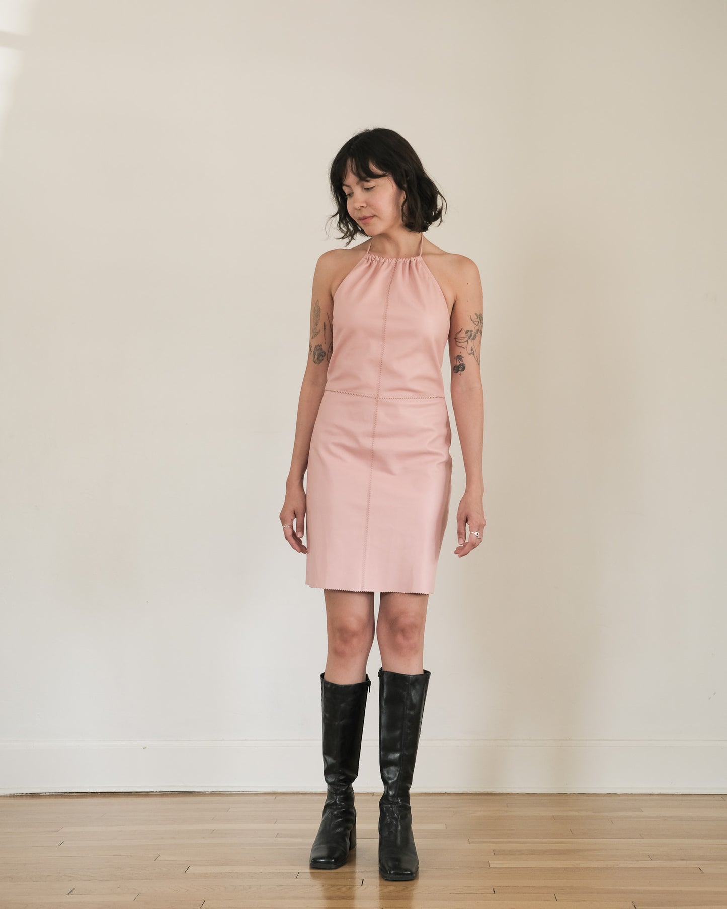 90s Cynthia Rowley leather halter dress