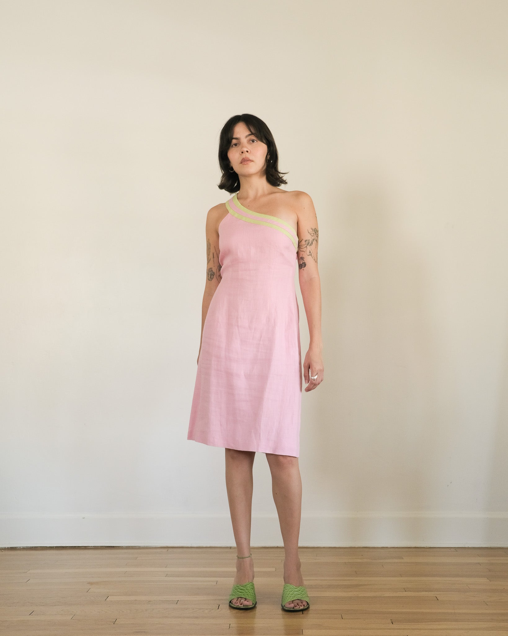 90s linen one-shoulder dress deep end vintage 90s linen one-shoulder dress deep end vintage