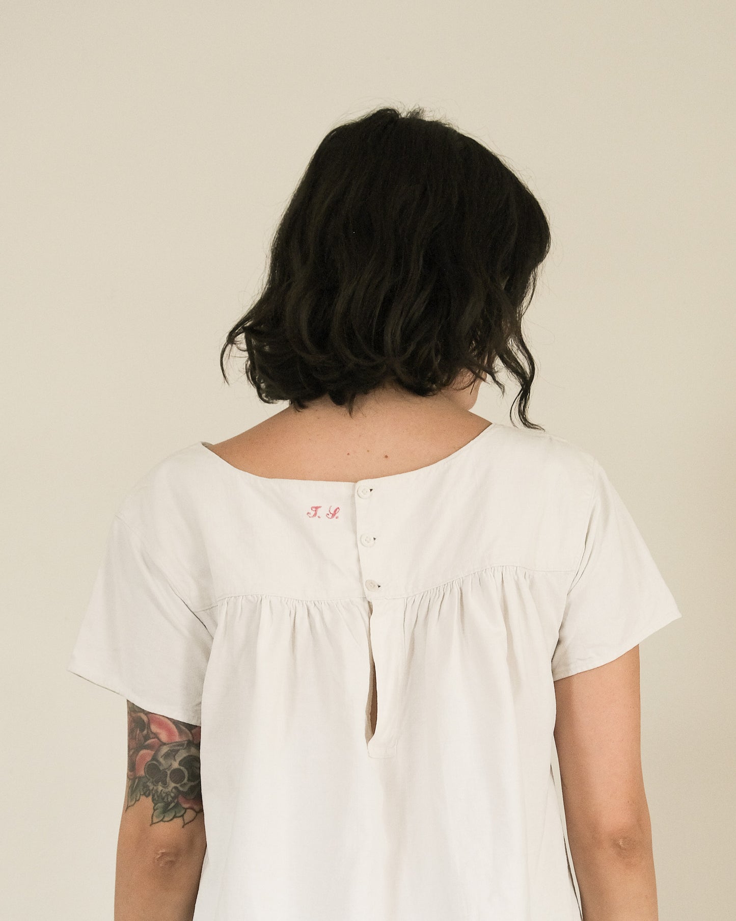 Antique Edwardian monogrammed smock dress
