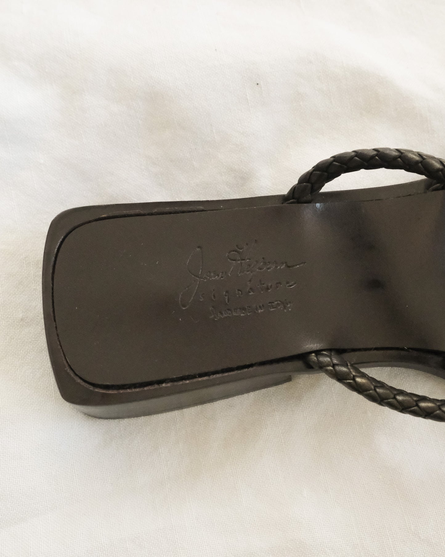 90s Joan Helpern braided leather slides (8.5)