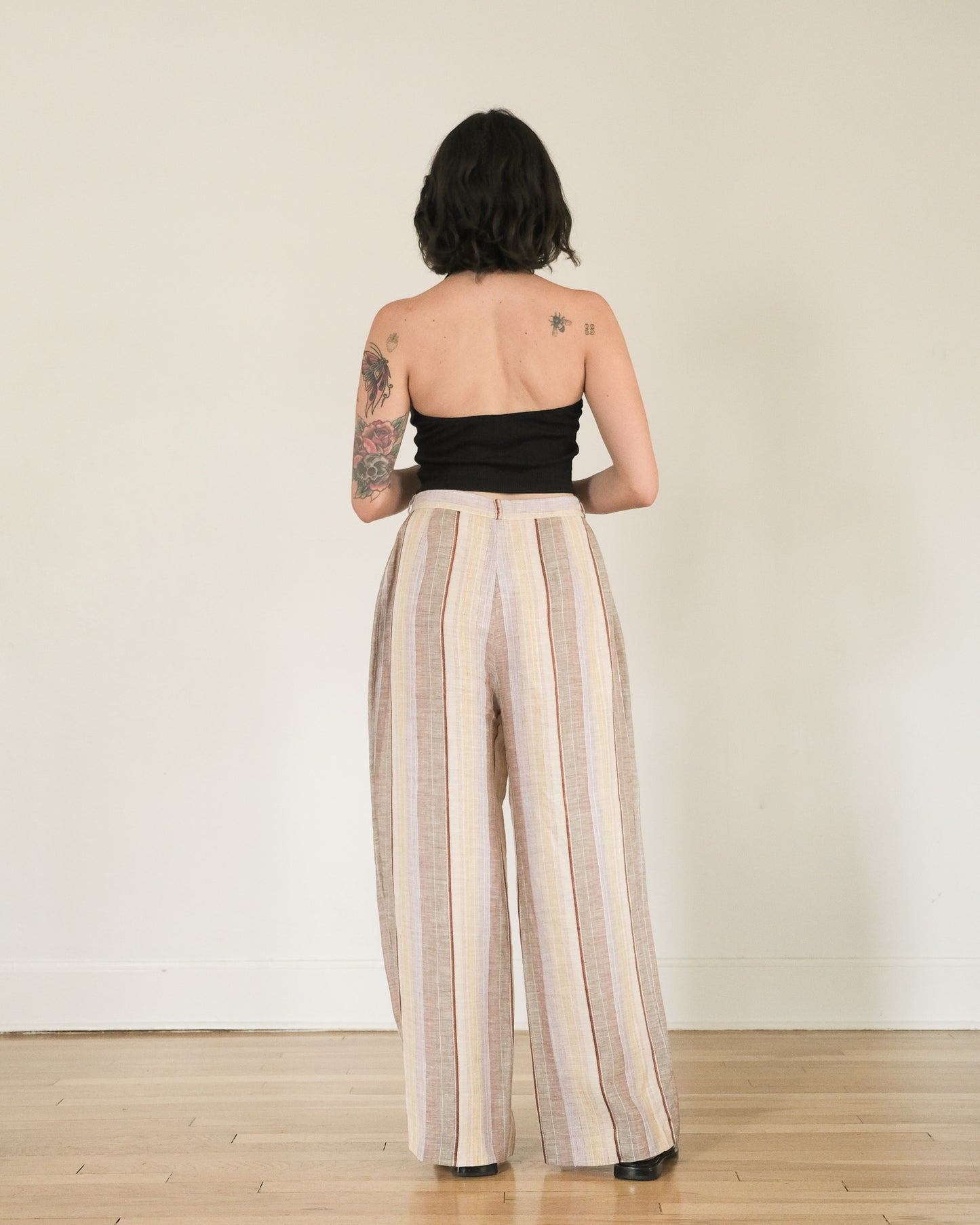 early Calvin Klein striped linen trousers