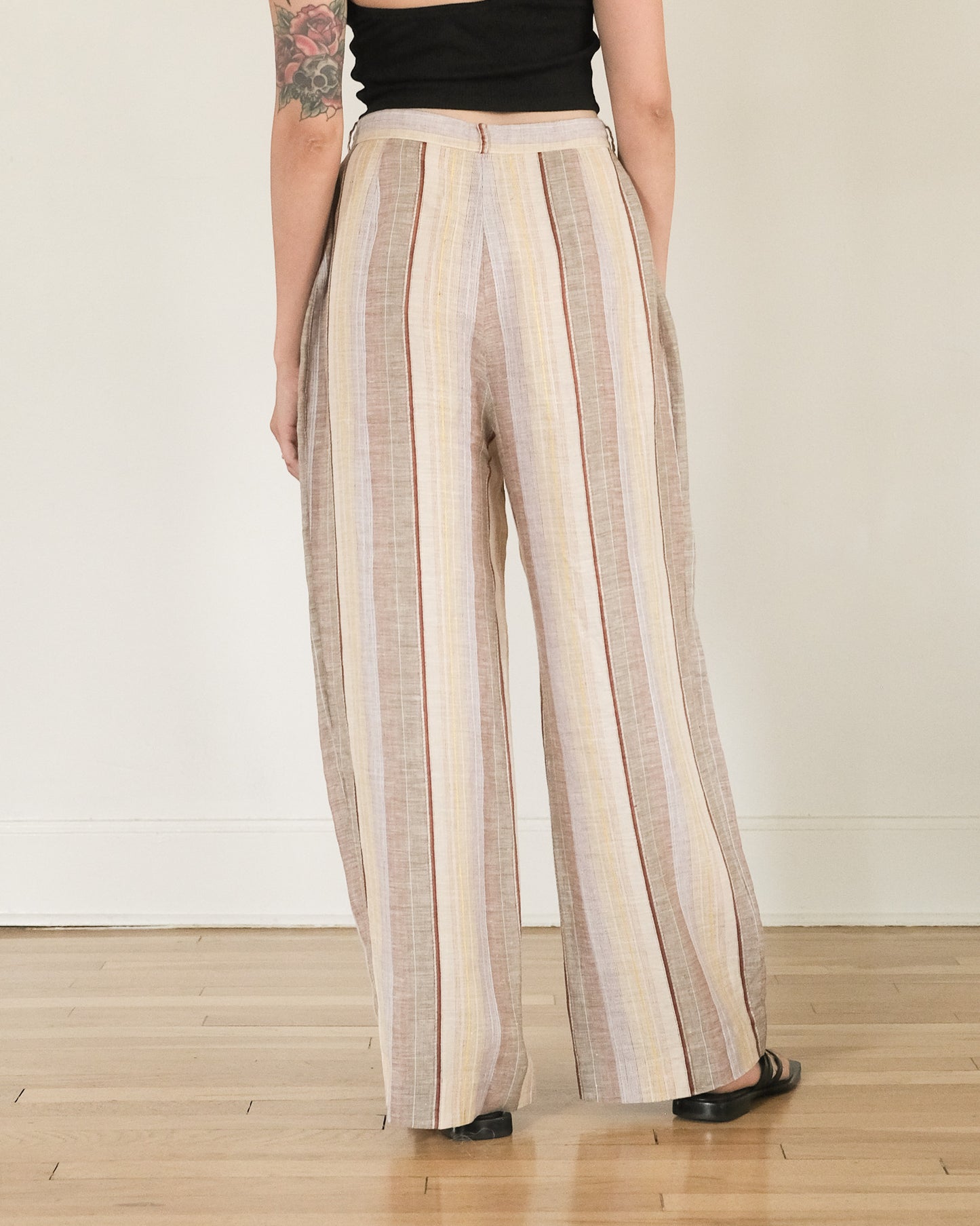 early Calvin Klein striped linen trousers