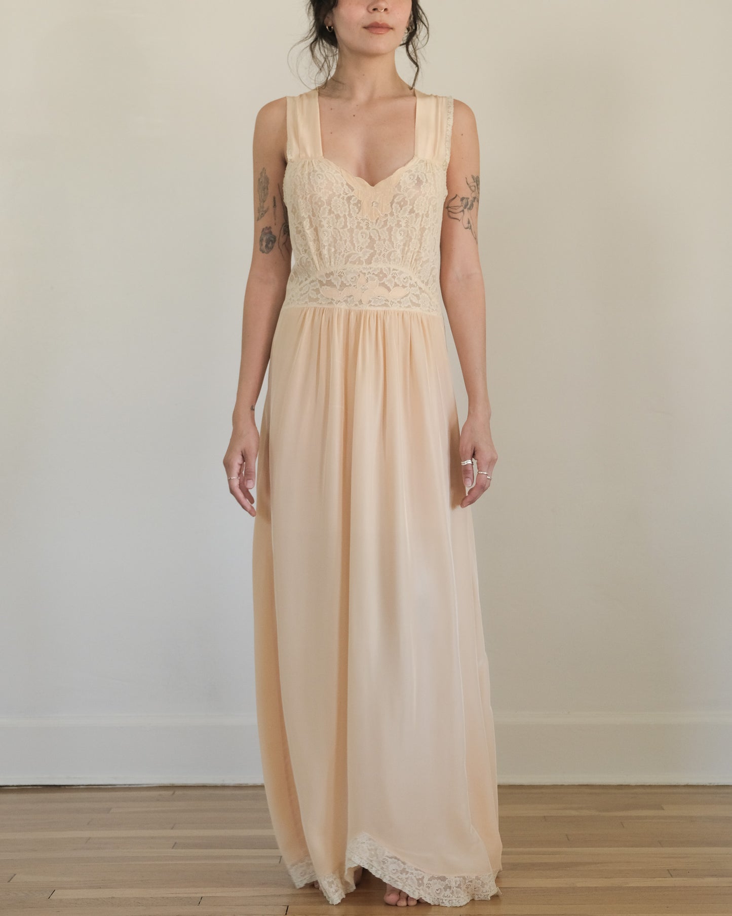 1930s PEACH SLIP DRESS