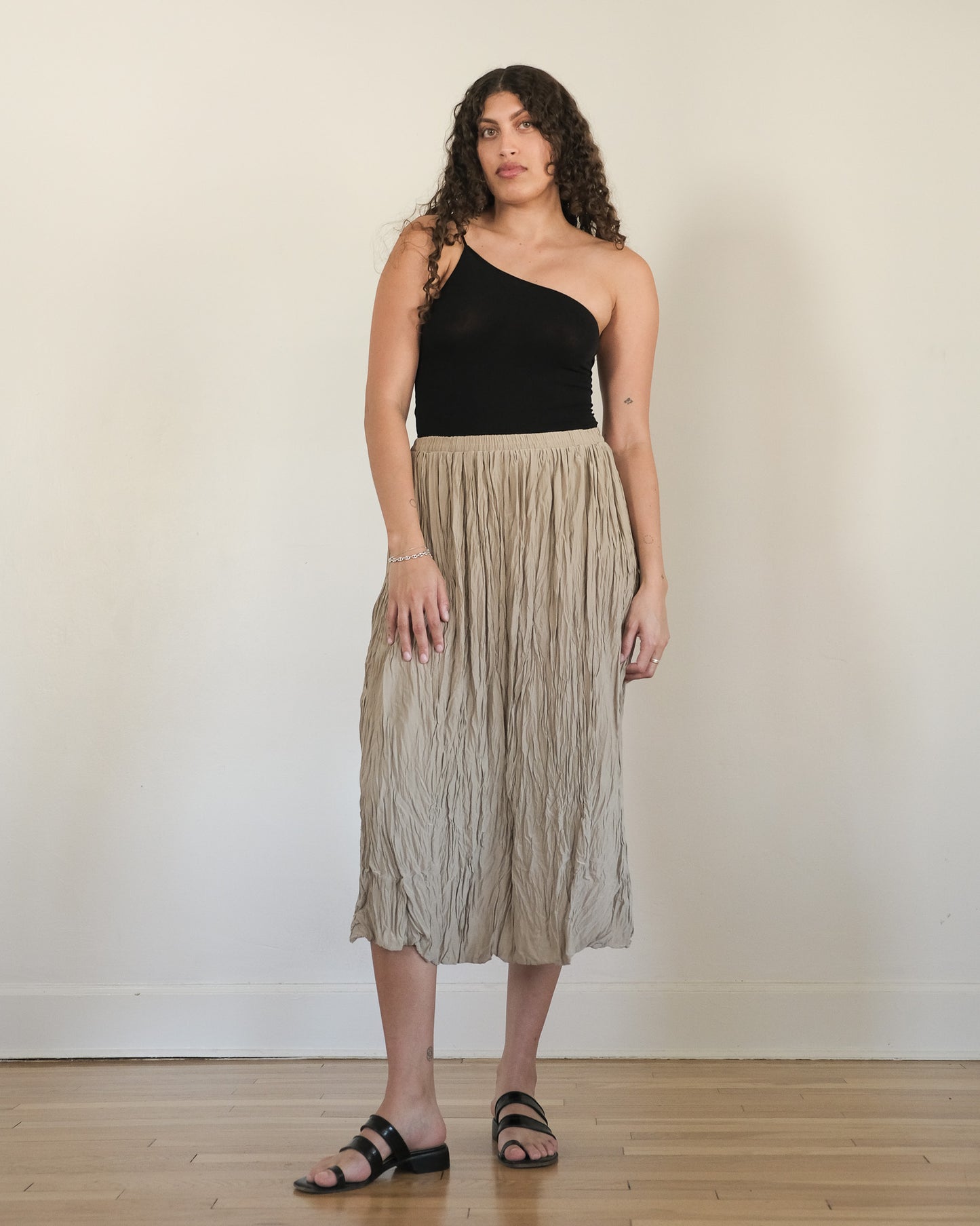 90s silk crinkle skirt