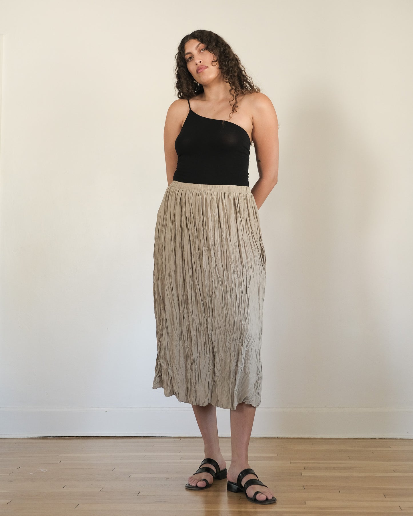 90s silk crinkle skirt