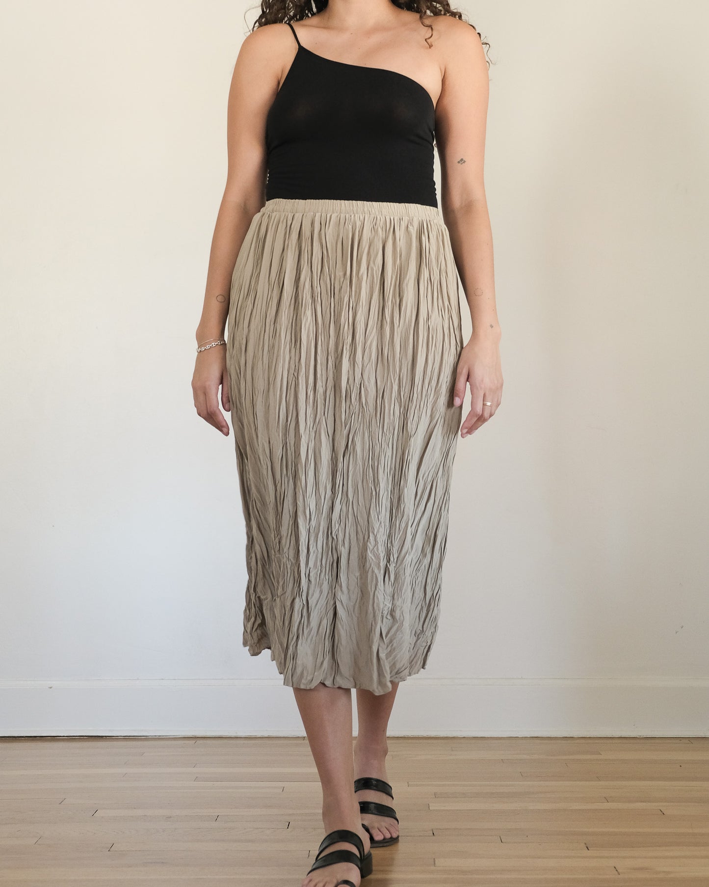 90s silk crinkle skirt