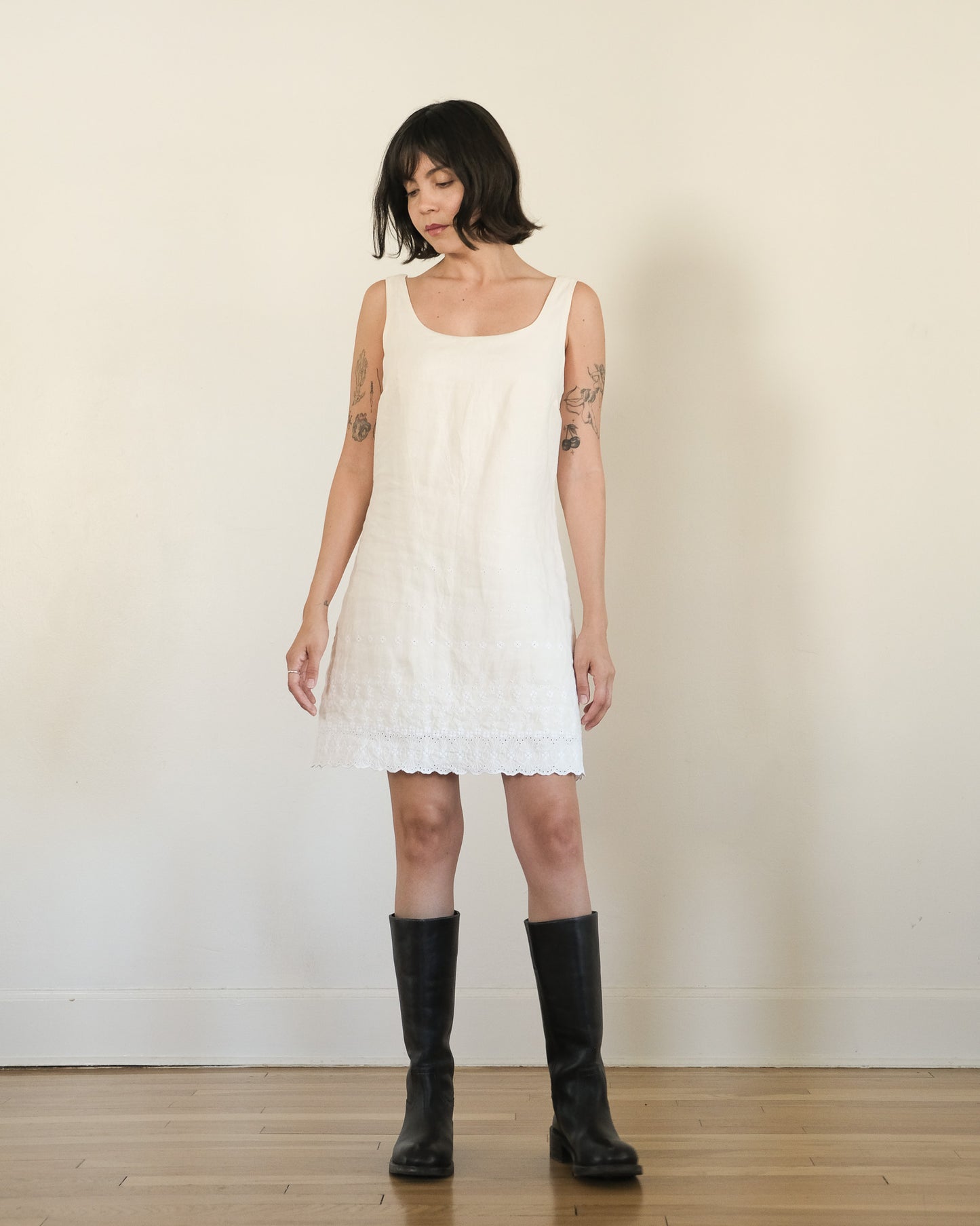 90s Banana Republic linen eyelet mini