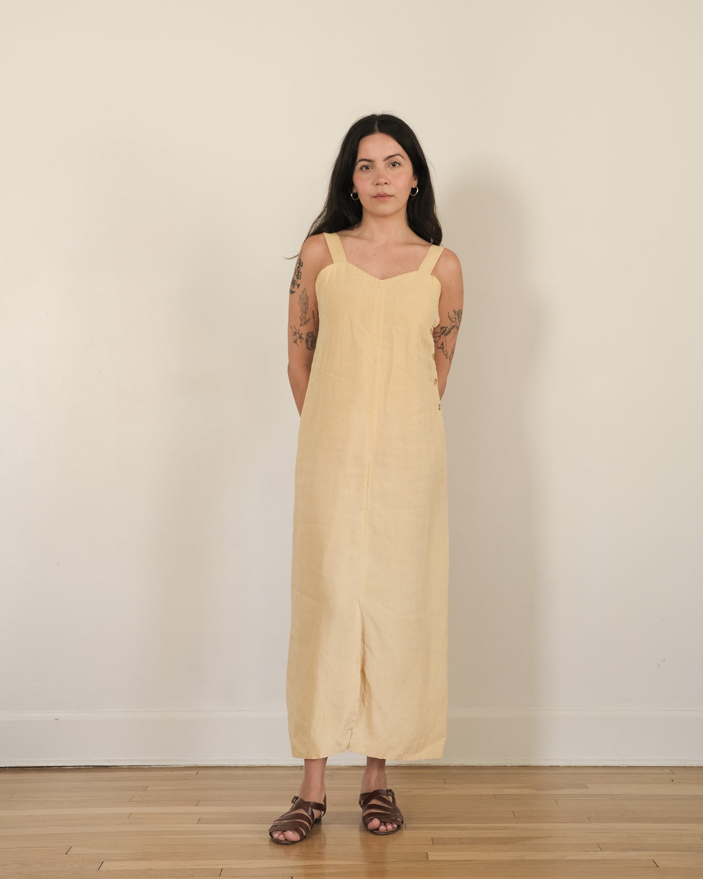90s Calvin Klein linen column dress