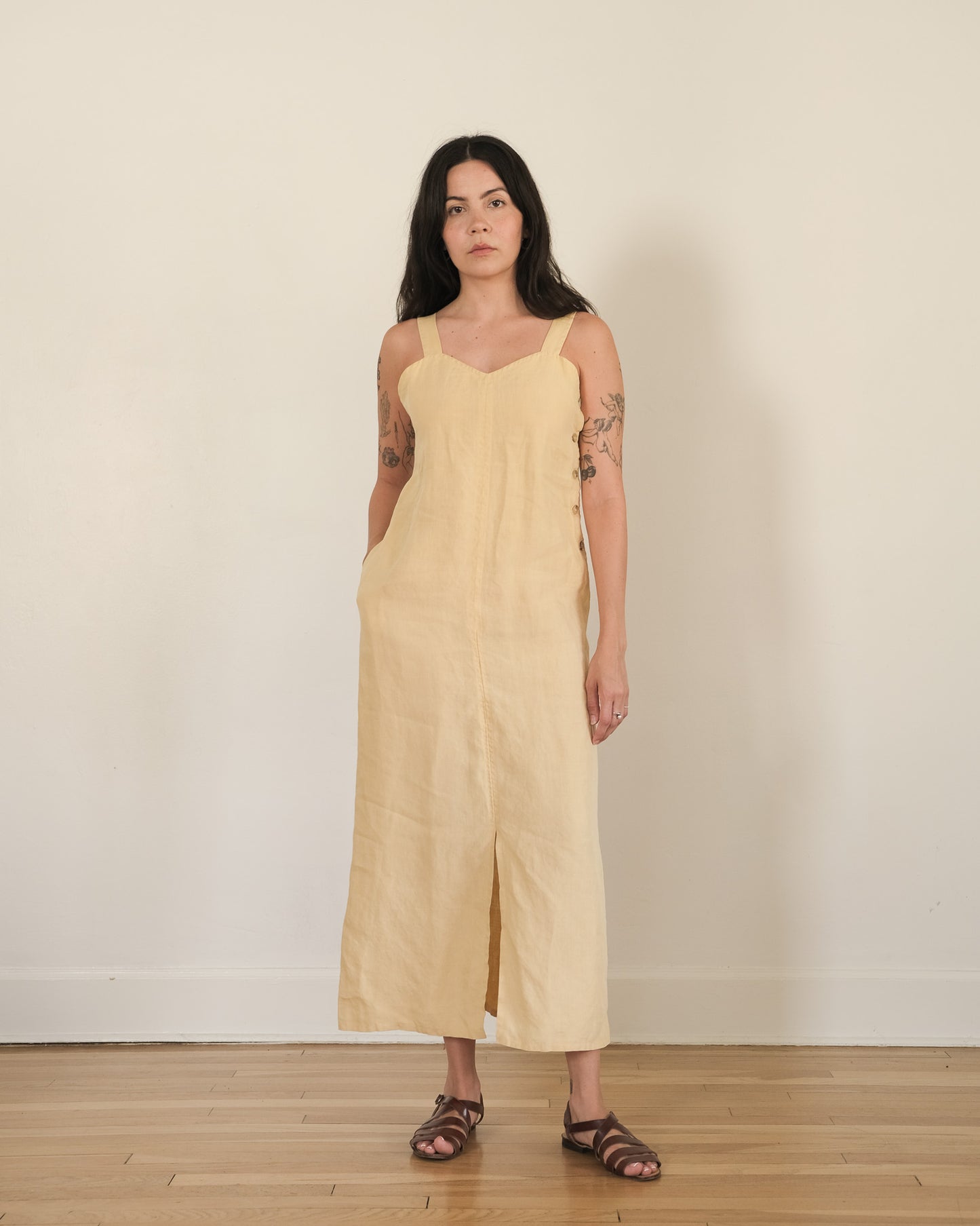 90s Calvin Klein linen column dress