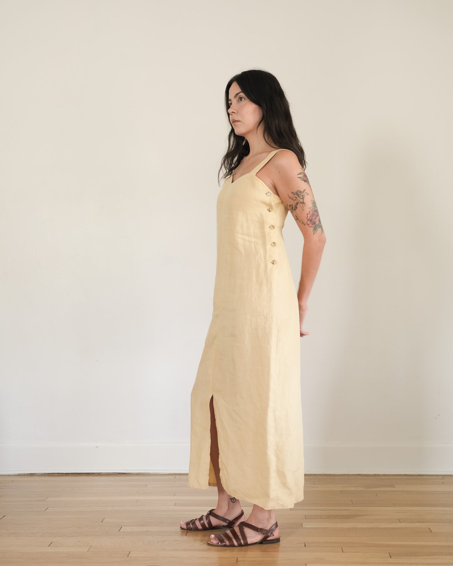 90s Calvin Klein linen column dress
