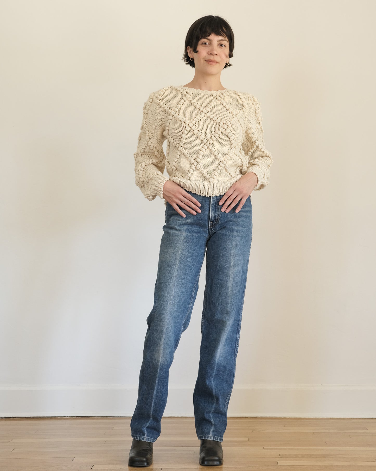 80s silk blend hand-knit sweater