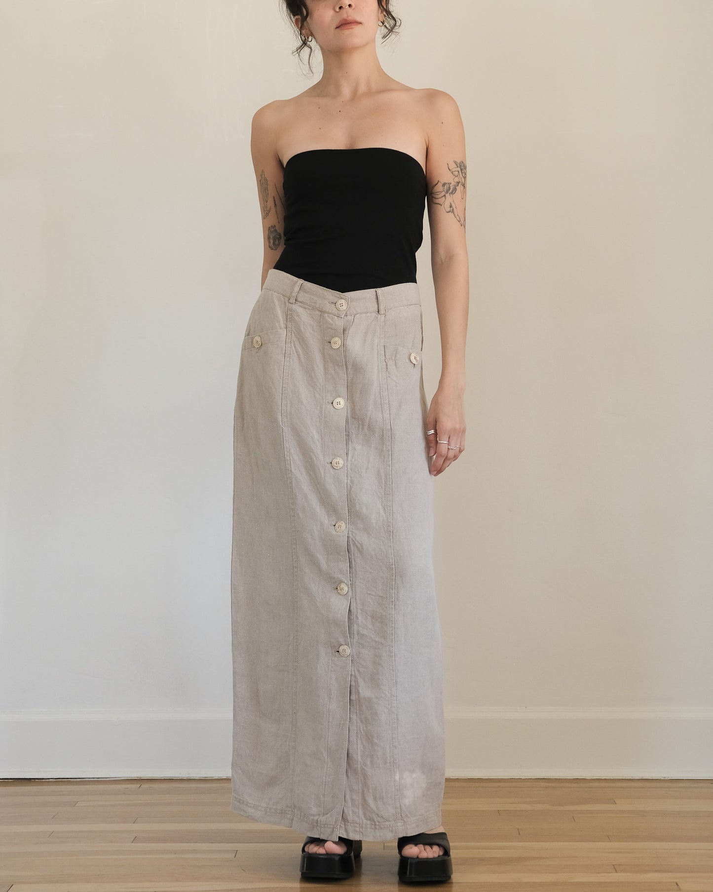 ESPRIT LINEN BUTTON SKIRT