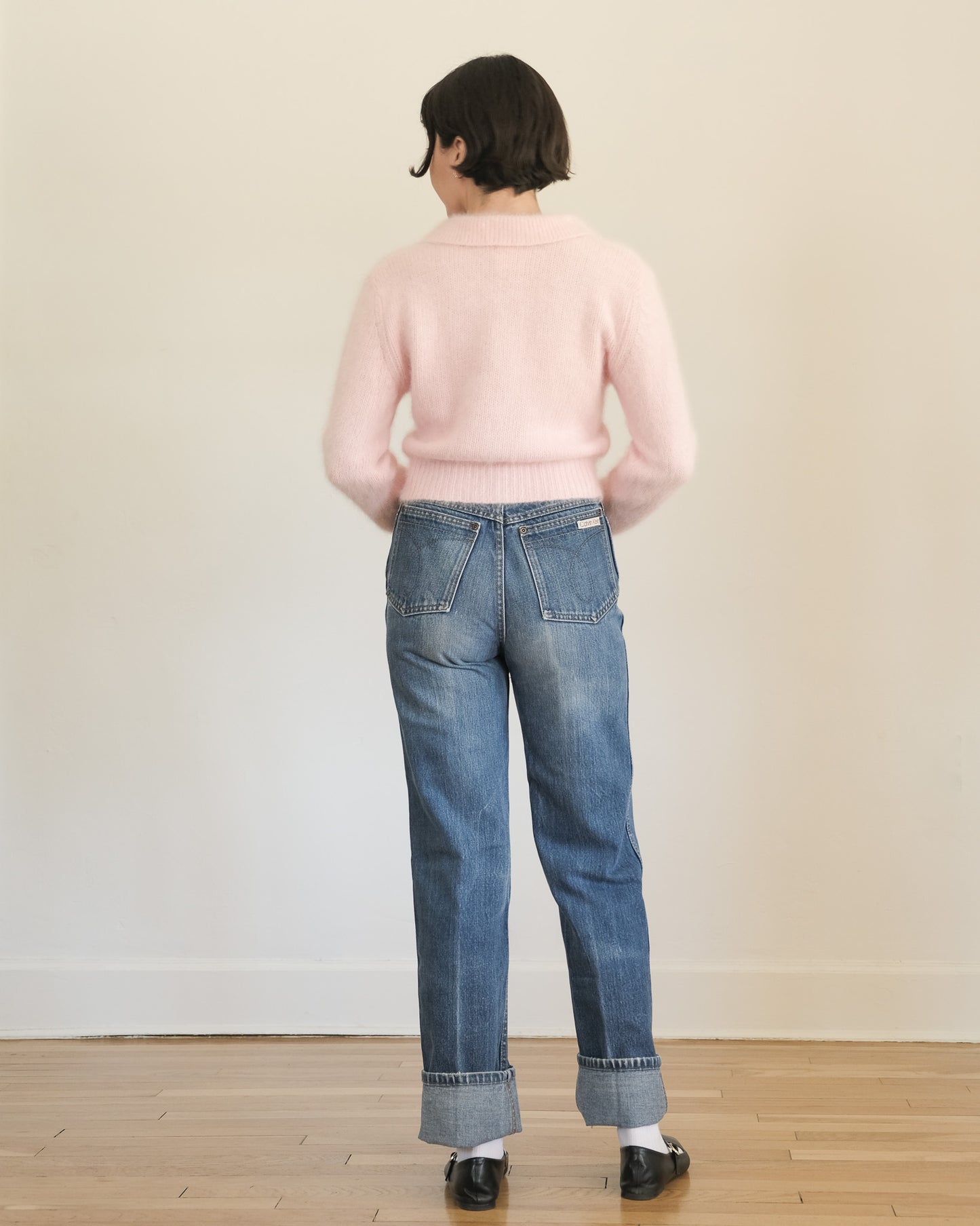 90s angora polo keyhole sweater