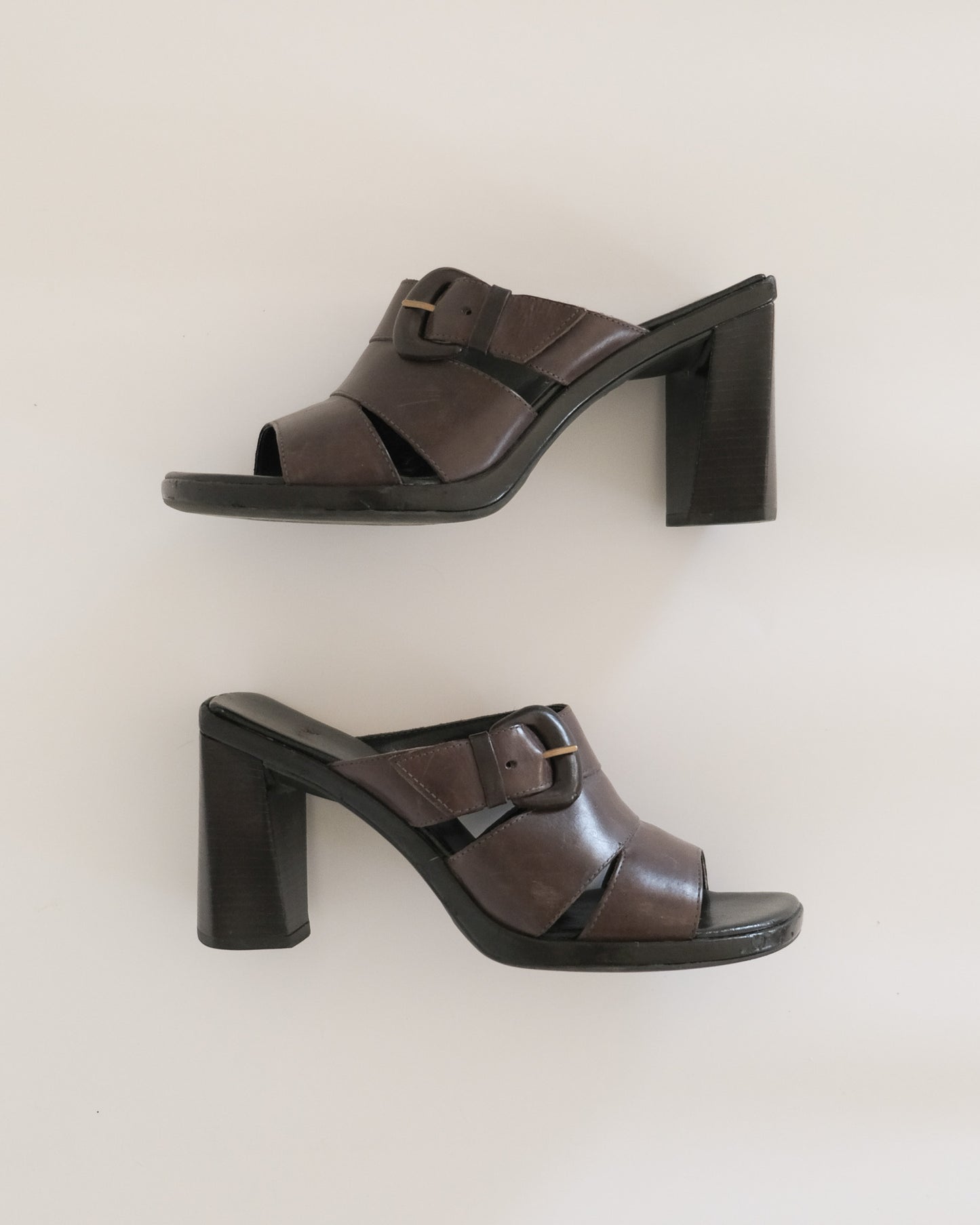 90s buckle strap heeled mules (7.5)