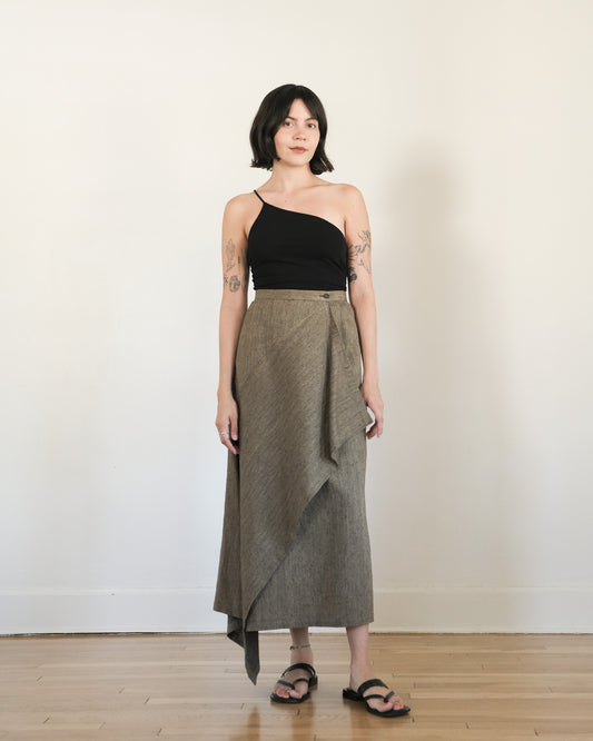 80s Issey Miyake asymmetrical wrap skirt