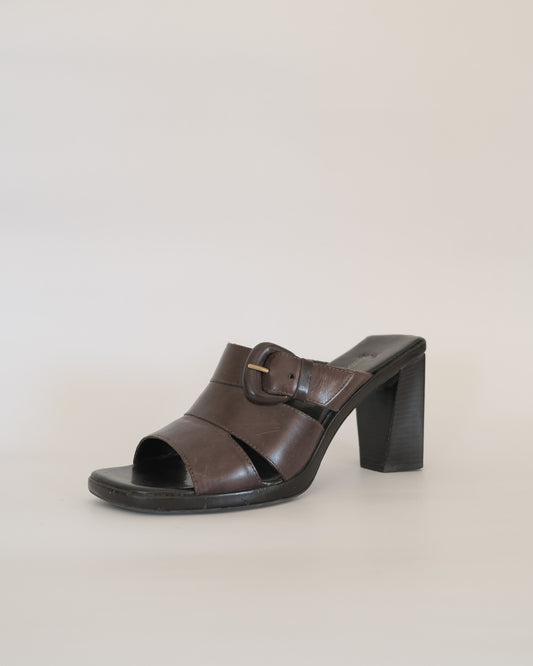 90s buckle strap heeled mules (7.5)