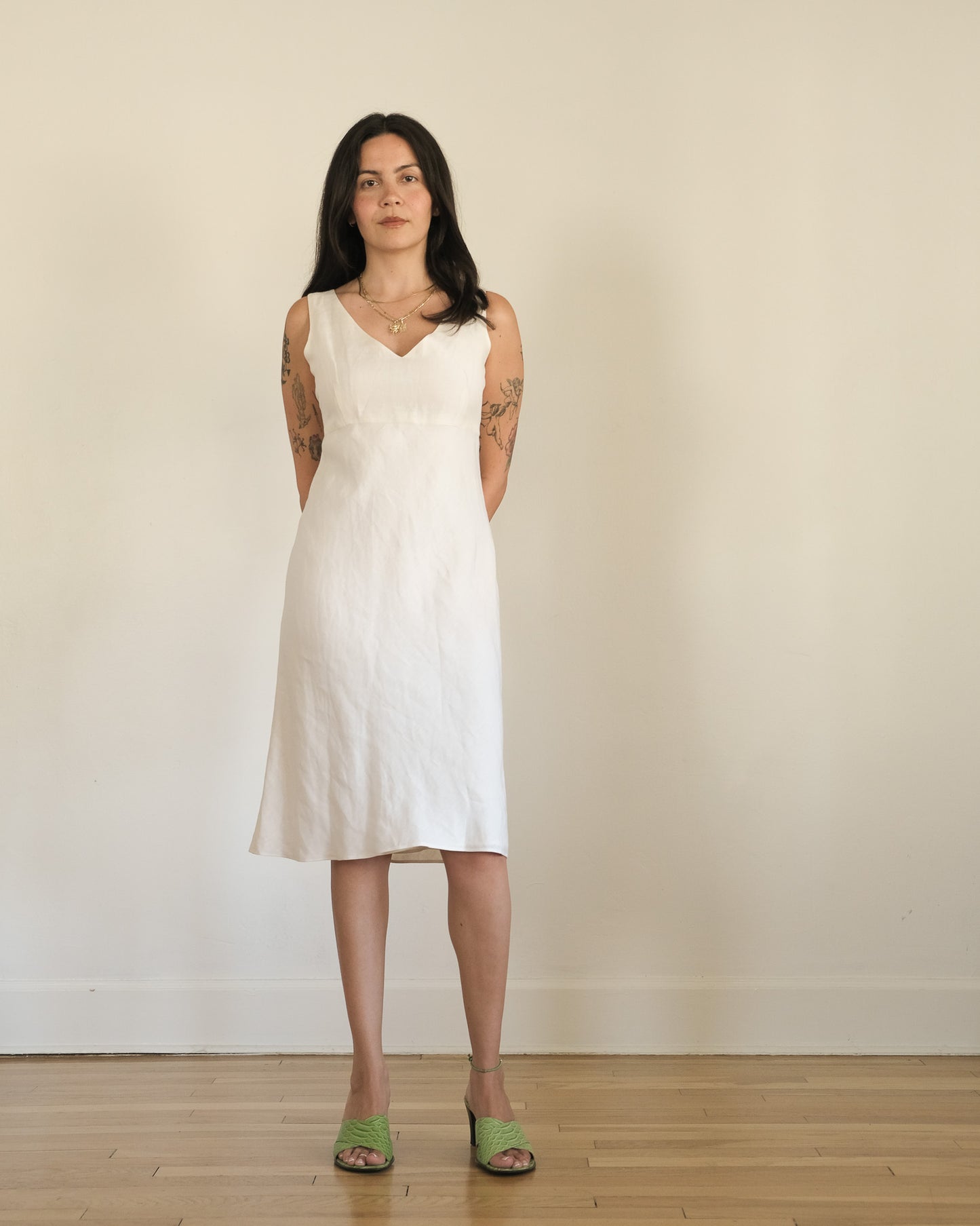 y2k Banana Republic linen + silk dress
