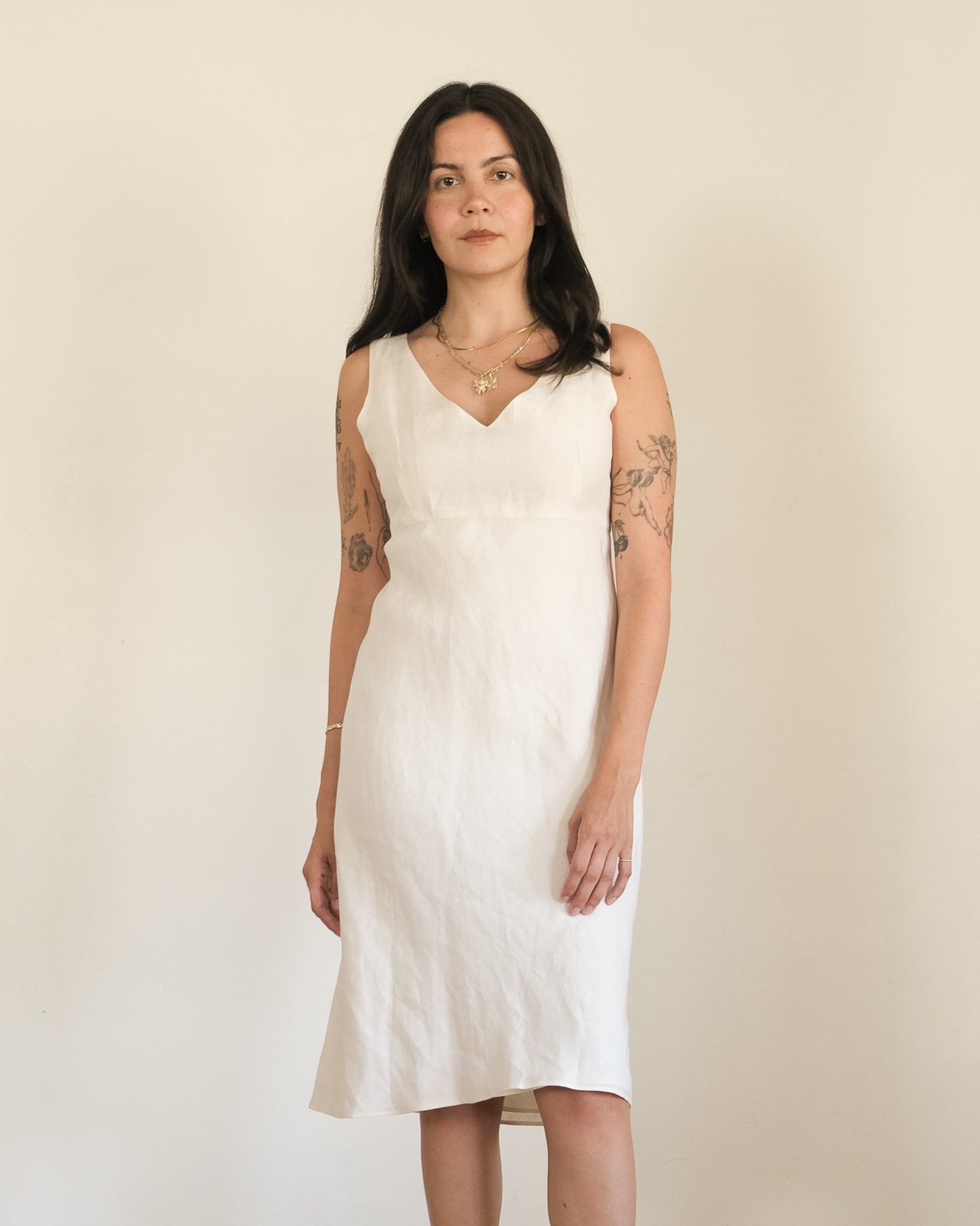 y2k Banana Republic linen + silk dress