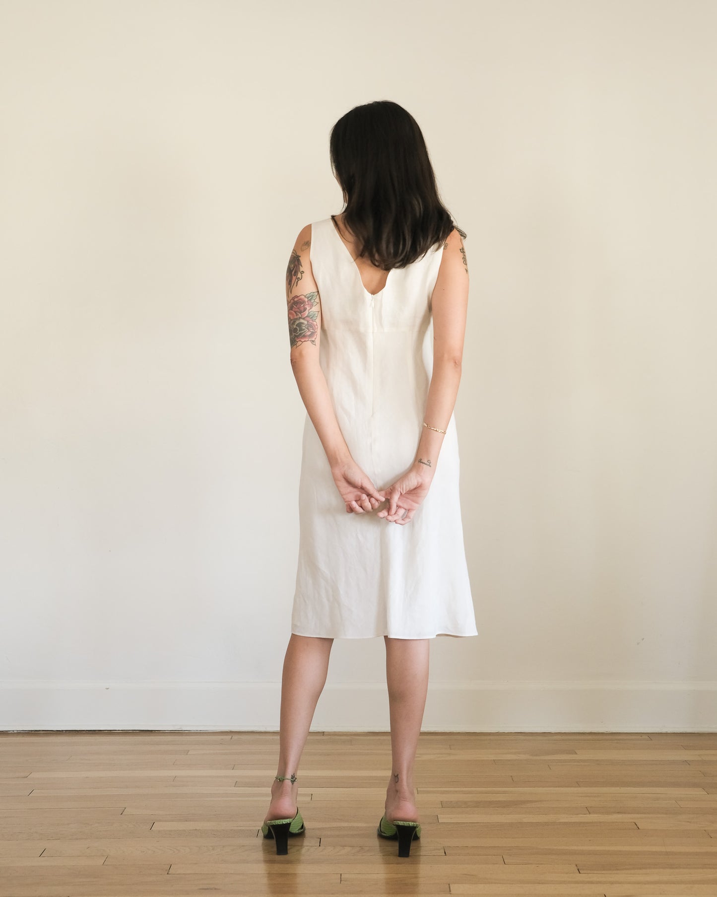 y2k Banana Republic linen + silk dress