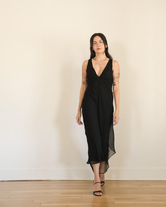 90s silk chiffon slip dress