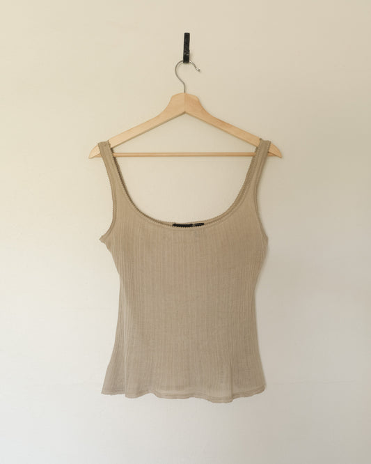 90s Donna Karan silk pointelle tank