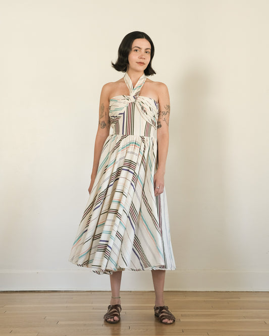 80s Barboglio cotton gauze halter dress