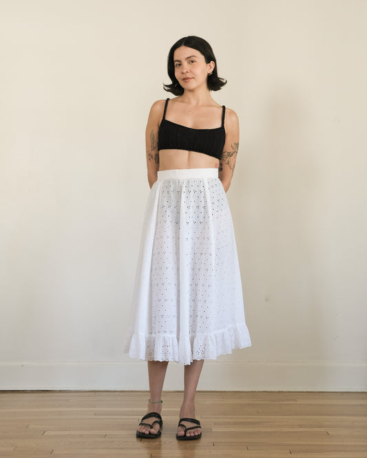 70s eyelet midi skirt