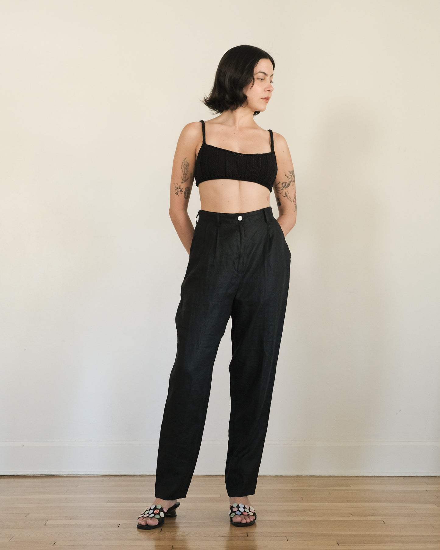 90s Benetton linen pleated trousers