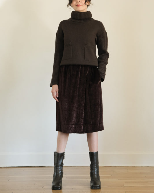 calvin klein vintage brown velvet wrap skirt