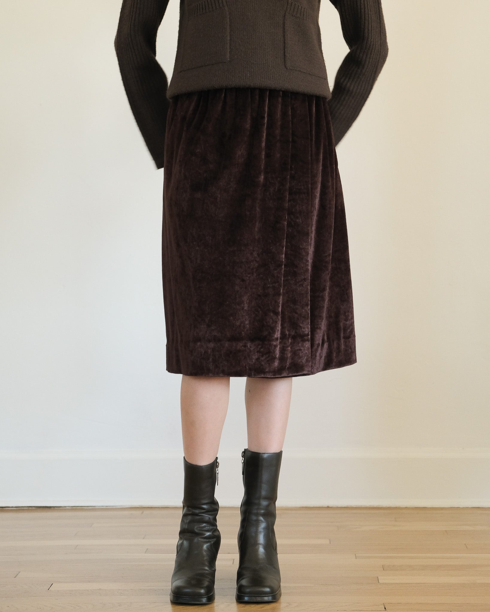 calvin klein vintage brown velvet wrap skirt