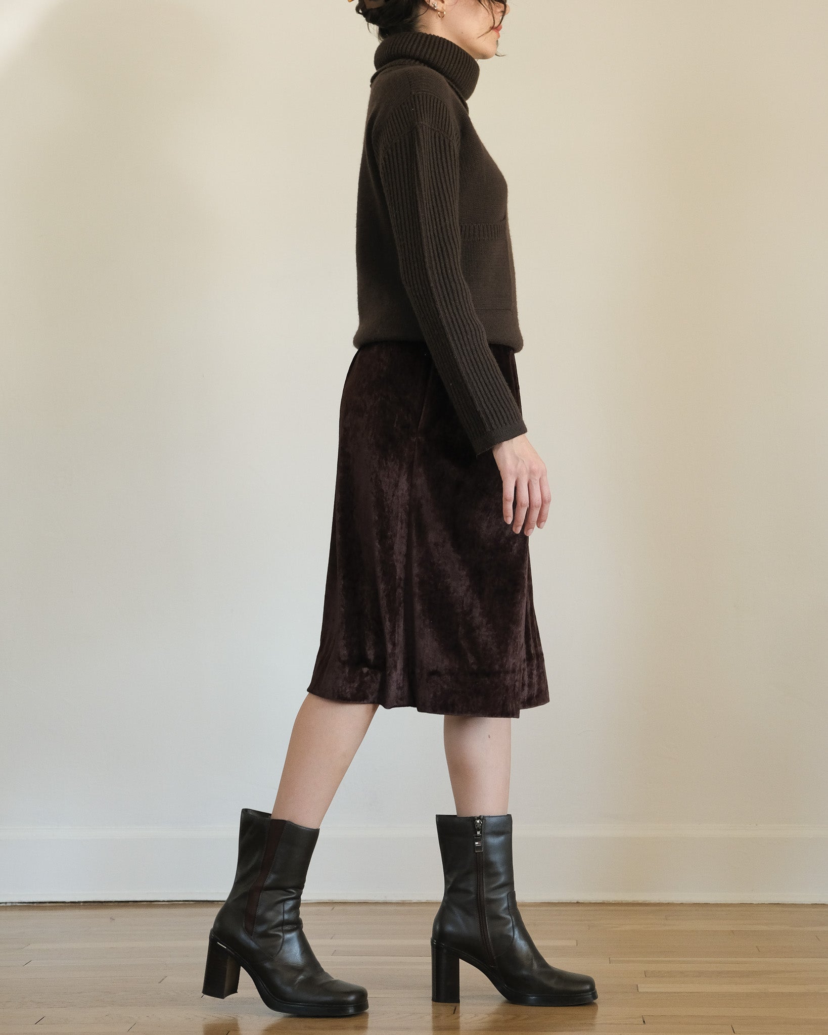 calvin klein vintage brown velvet wrap skirt