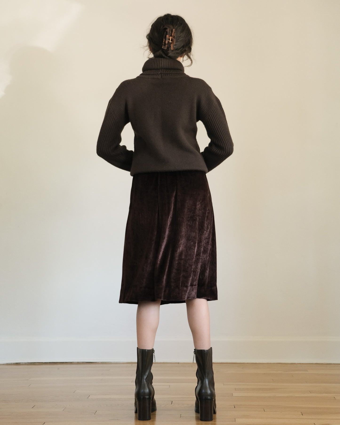 calvin klein vintage brown velvet wrap skirt