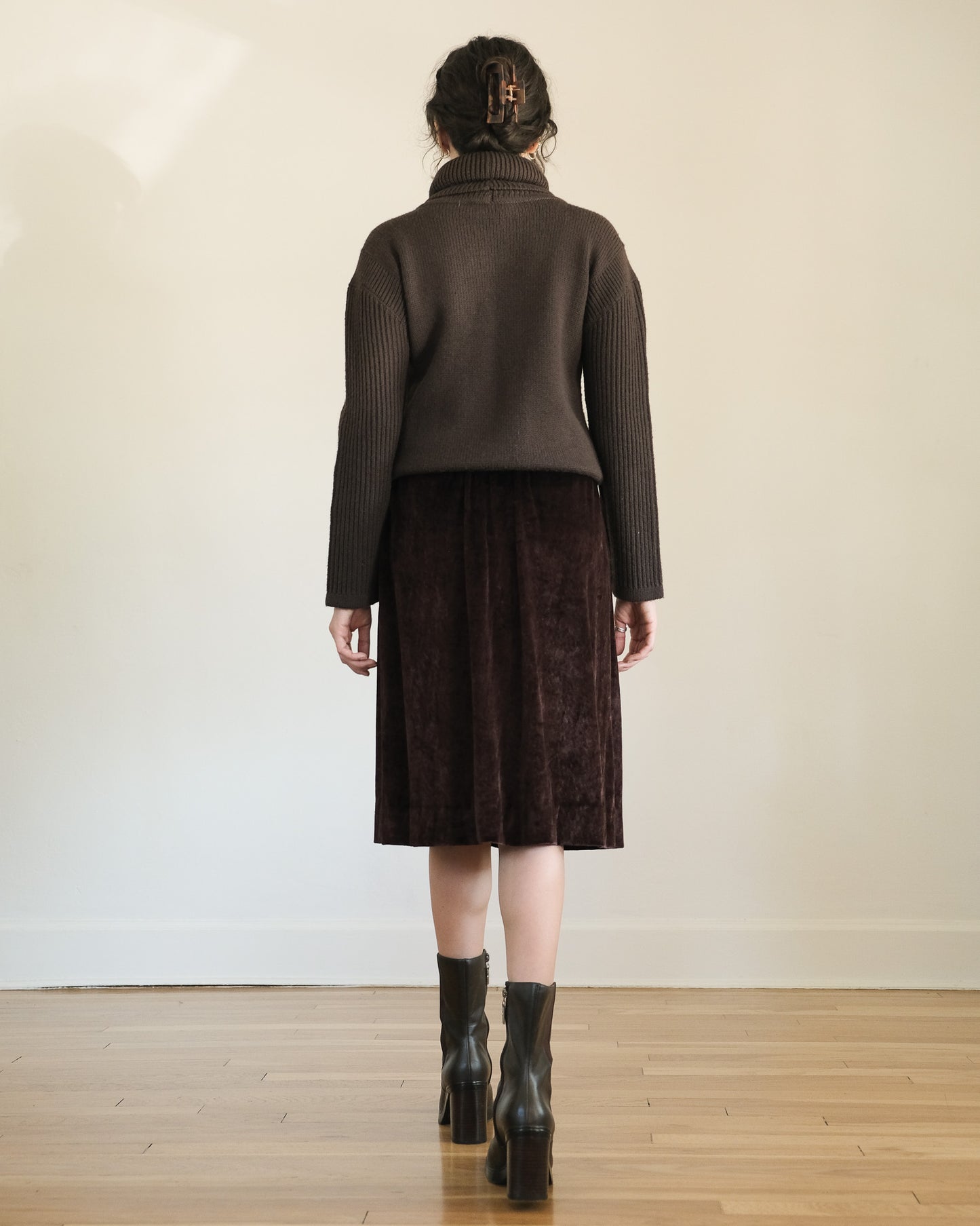 vintage 70s saint laurent brown wool chunky turtleneck sweater