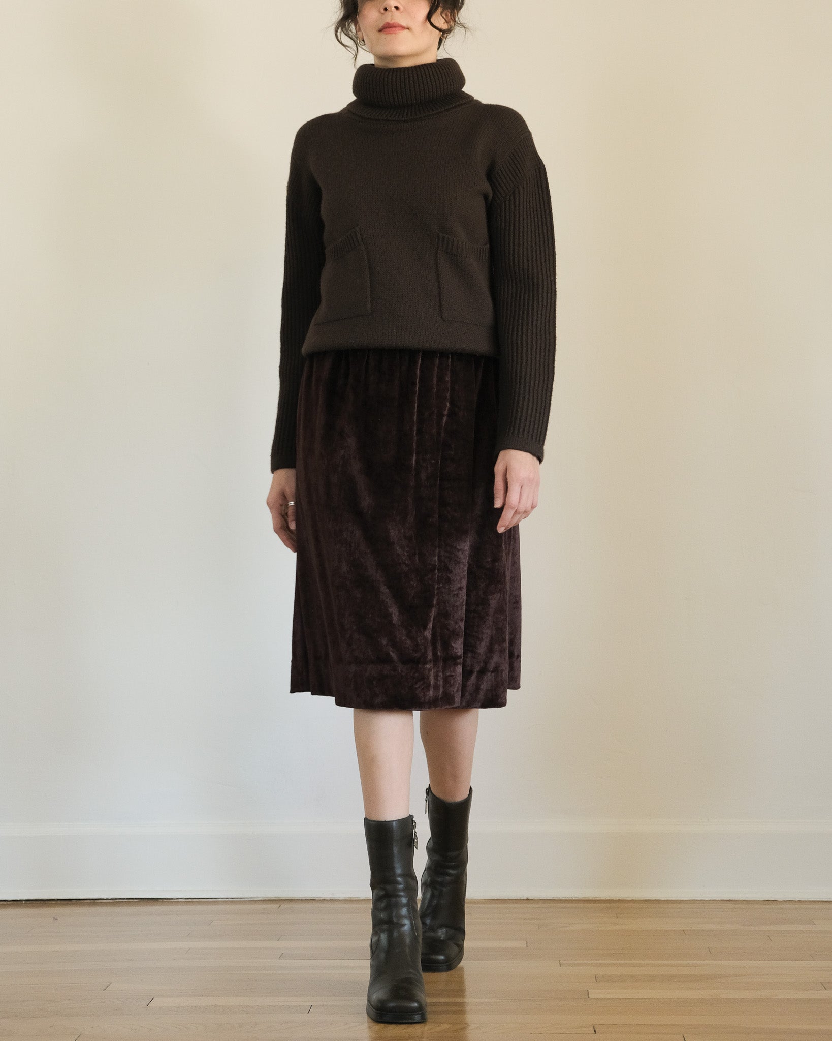 calvin klein vintage brown velvet wrap skirt