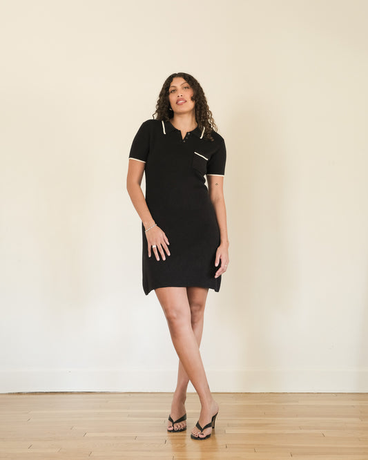 90s ribbed knit polo dress