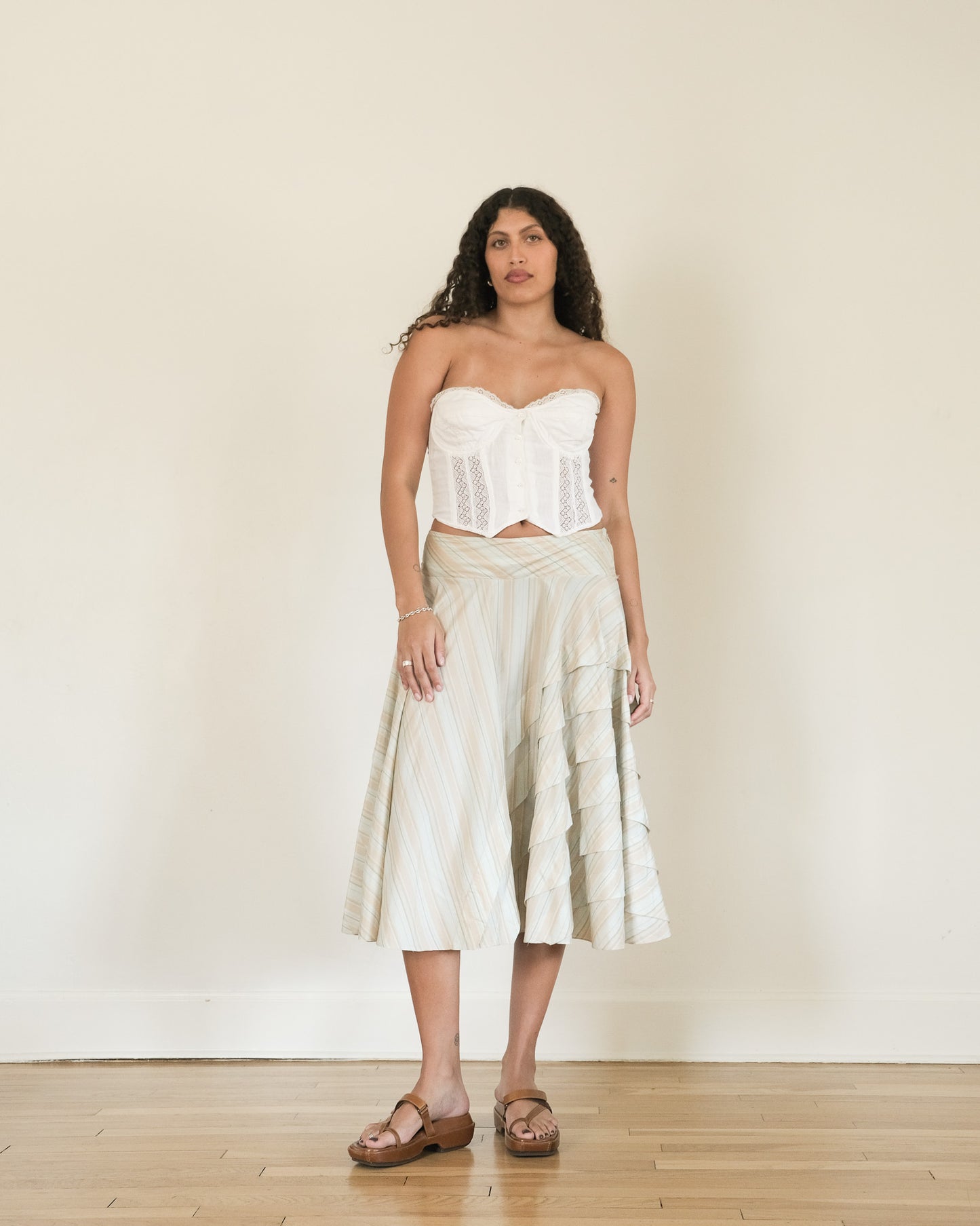 00s DKNY silk a-line skirt