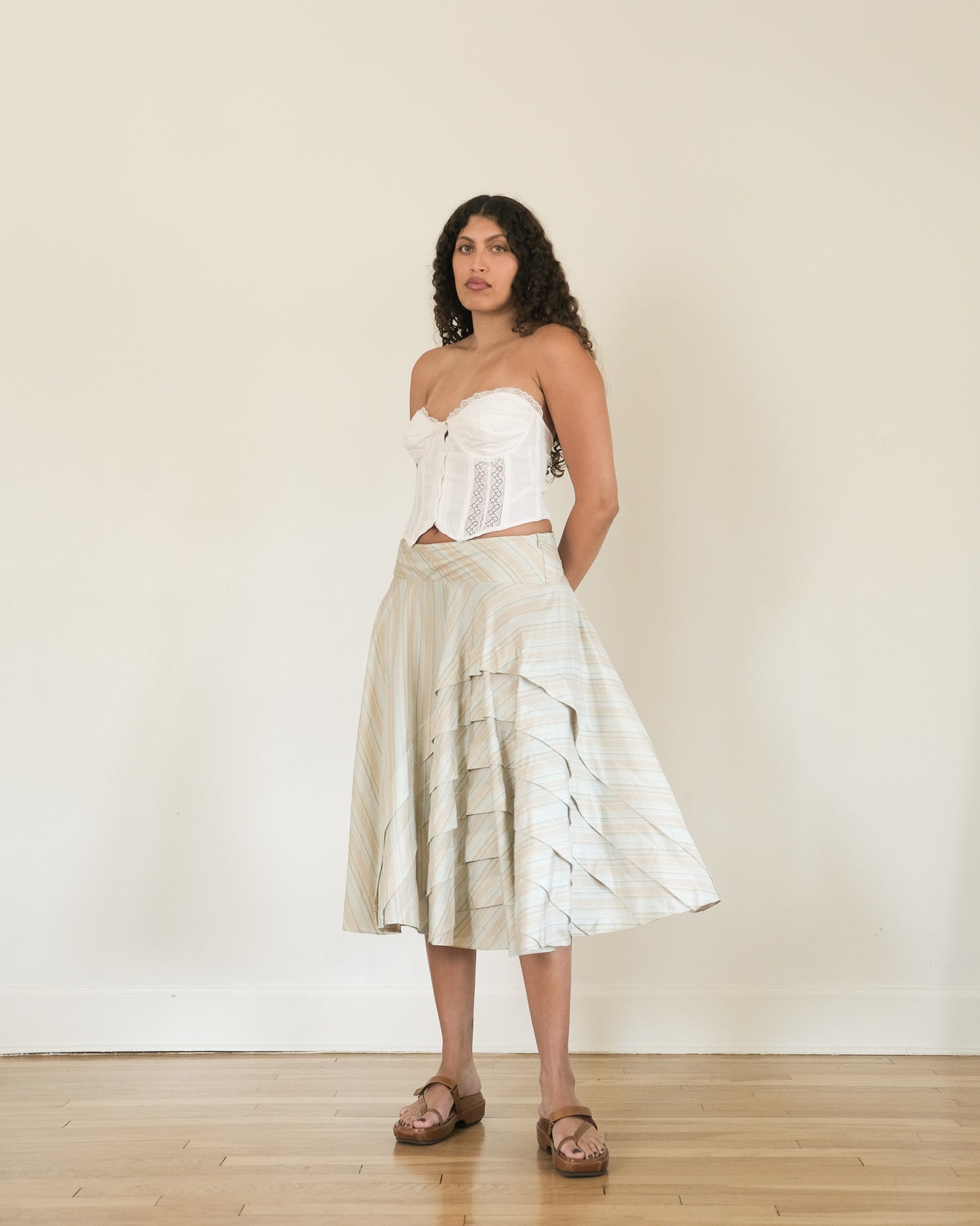 00s DKNY silk a-line skirt