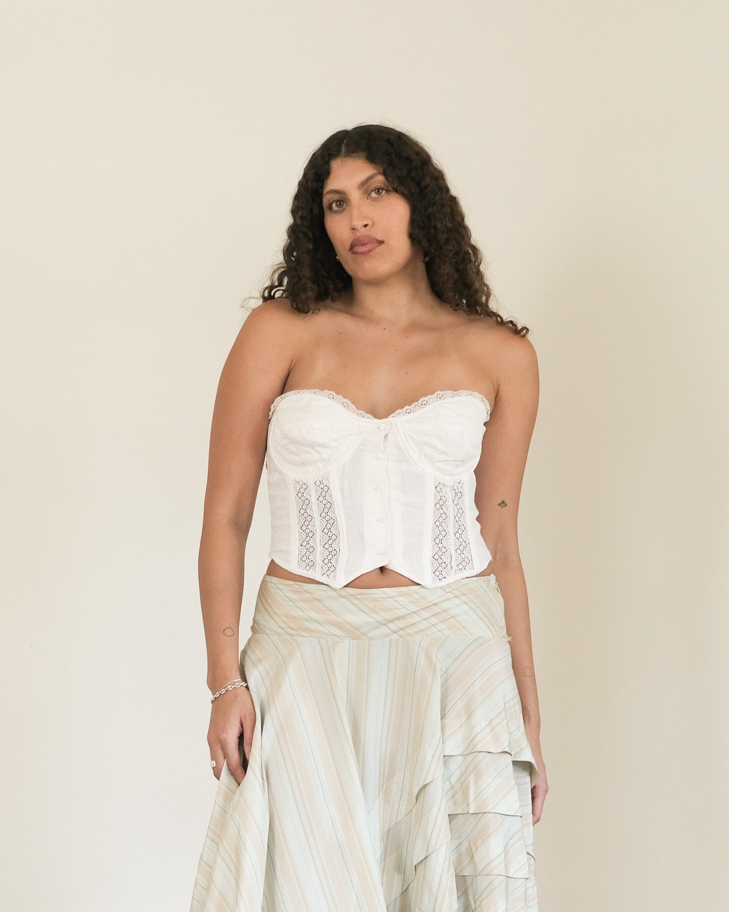 90s DKNY linen strapless top