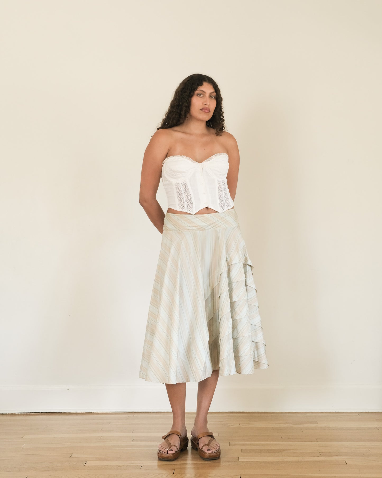 00s DKNY silk a-line skirt