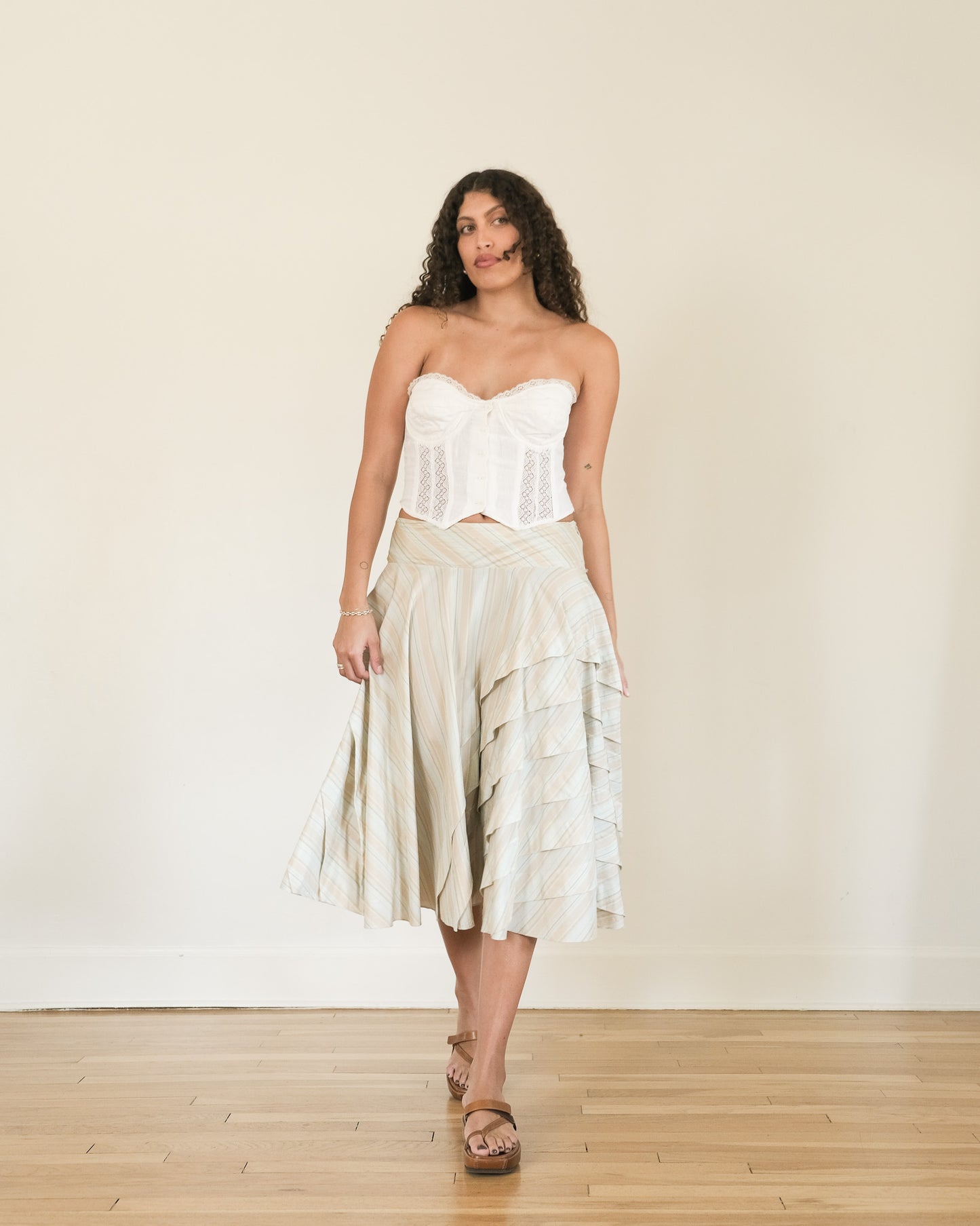 90s DKNY linen strapless top