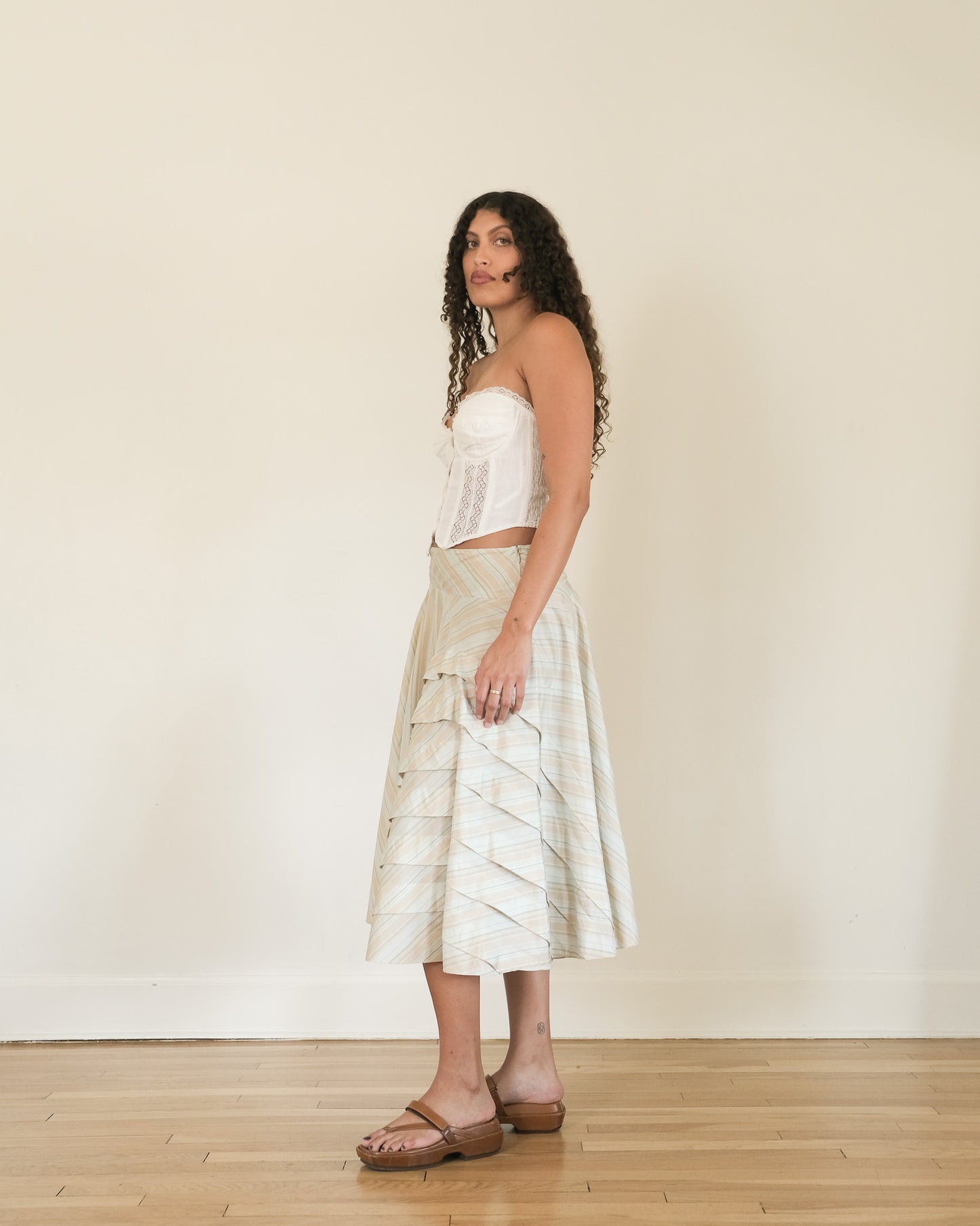 90s DKNY linen strapless top