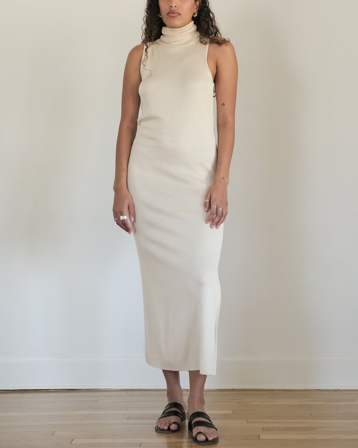 silk knit column dress