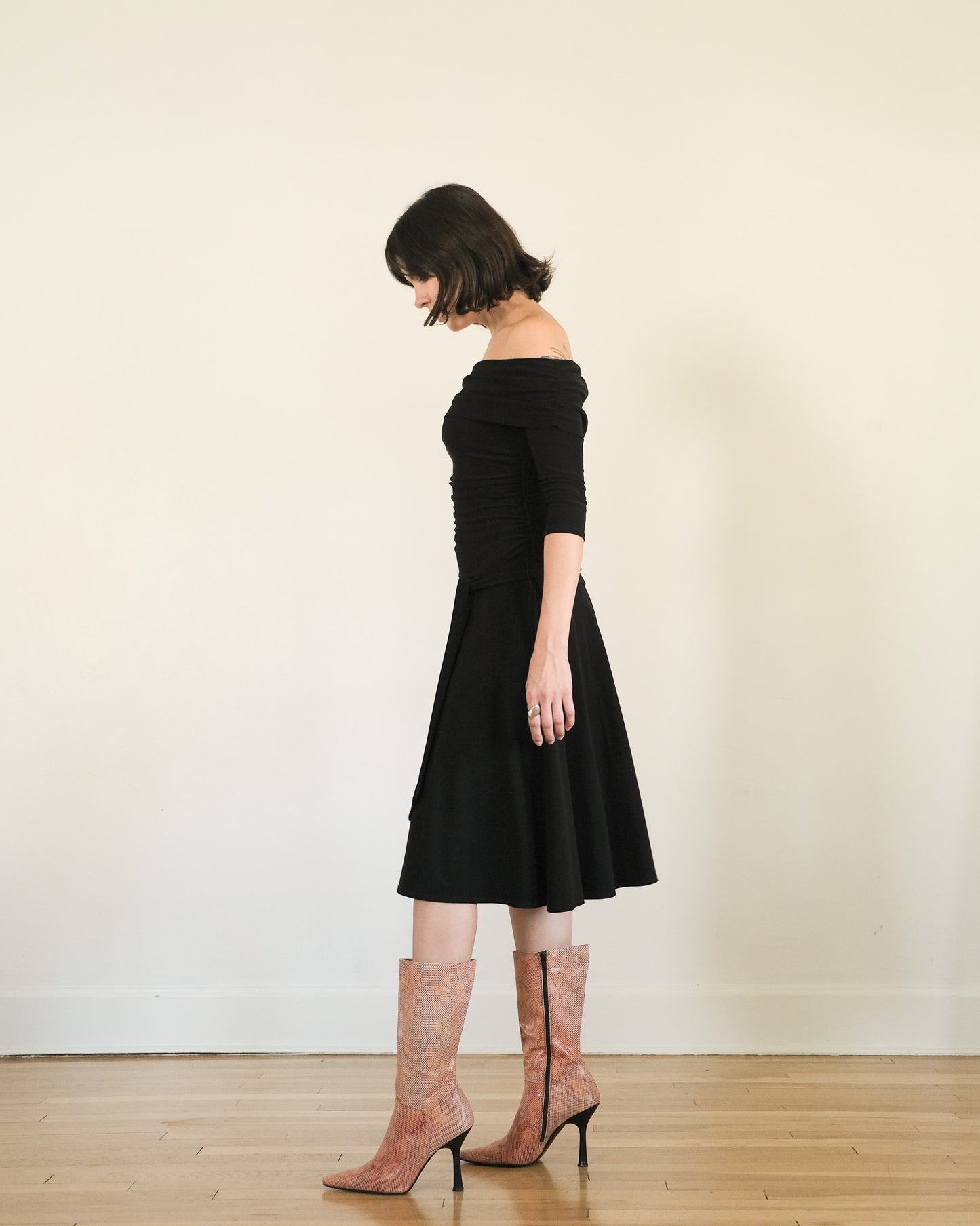 y2k Shelli Segal ruched midi dress