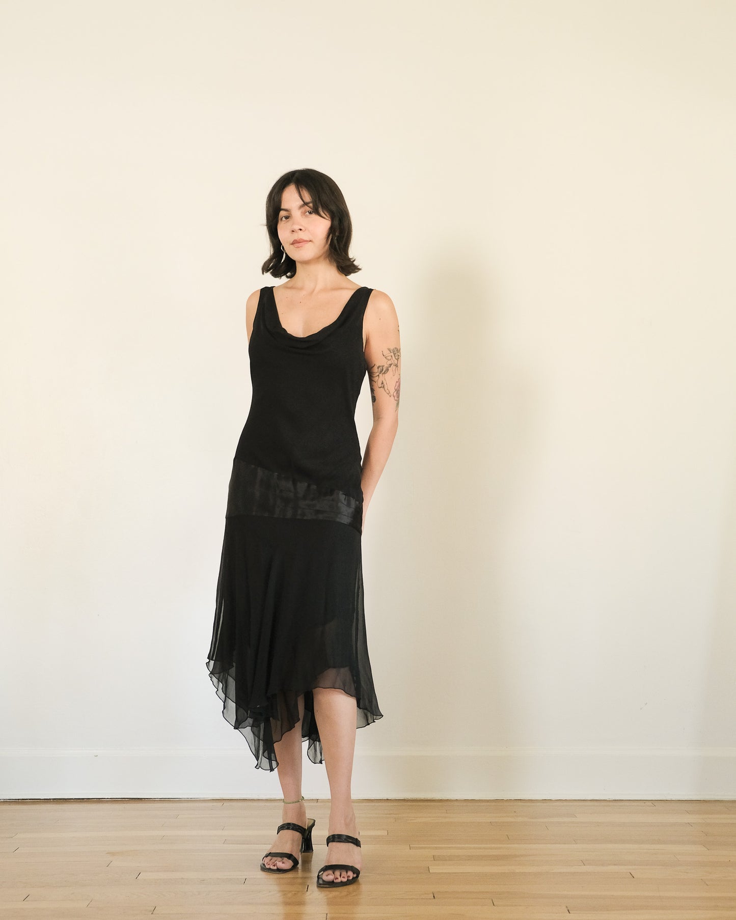 y2k silk chiffon bias cut slip dress