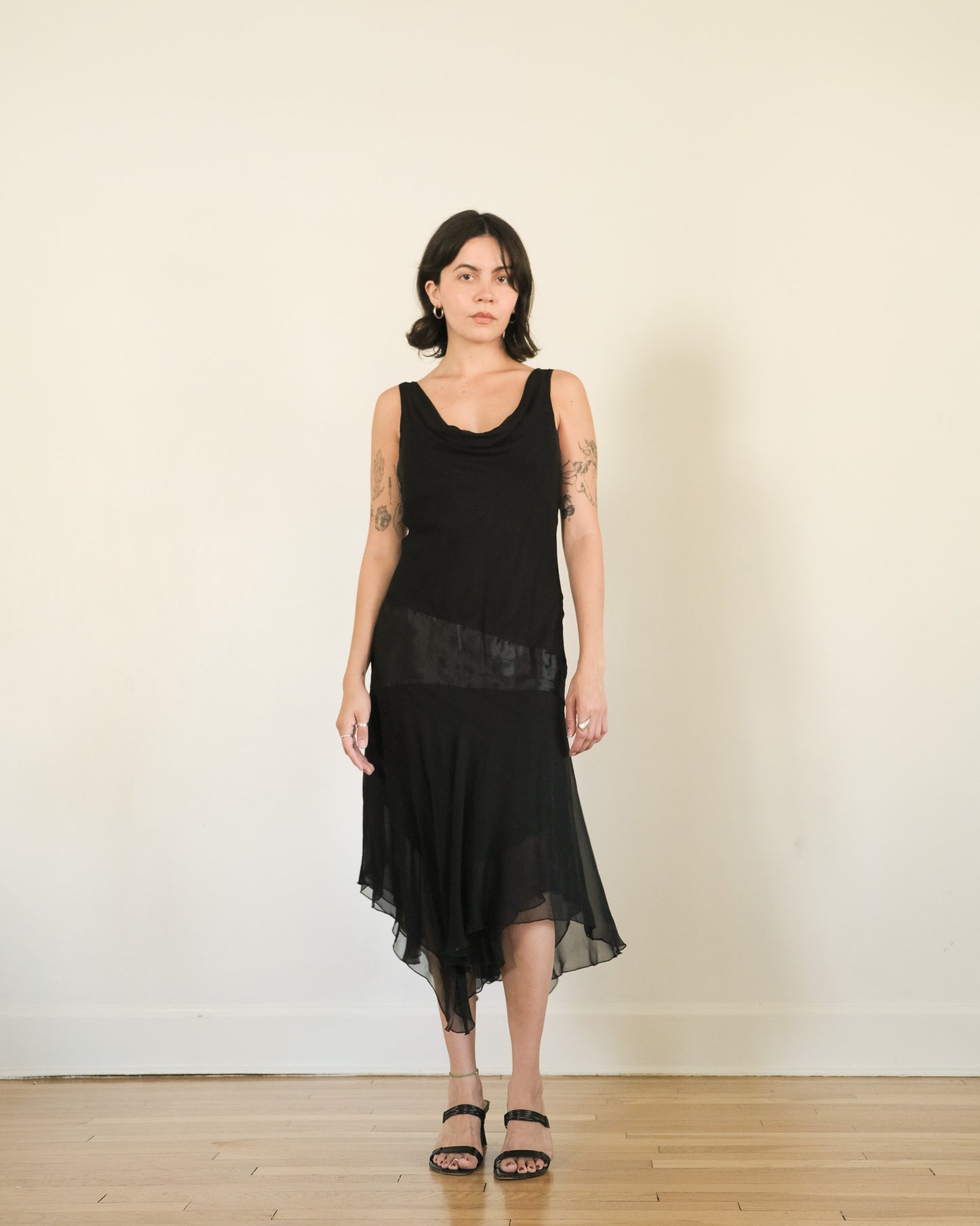 y2k silk chiffon bias cut slip dress