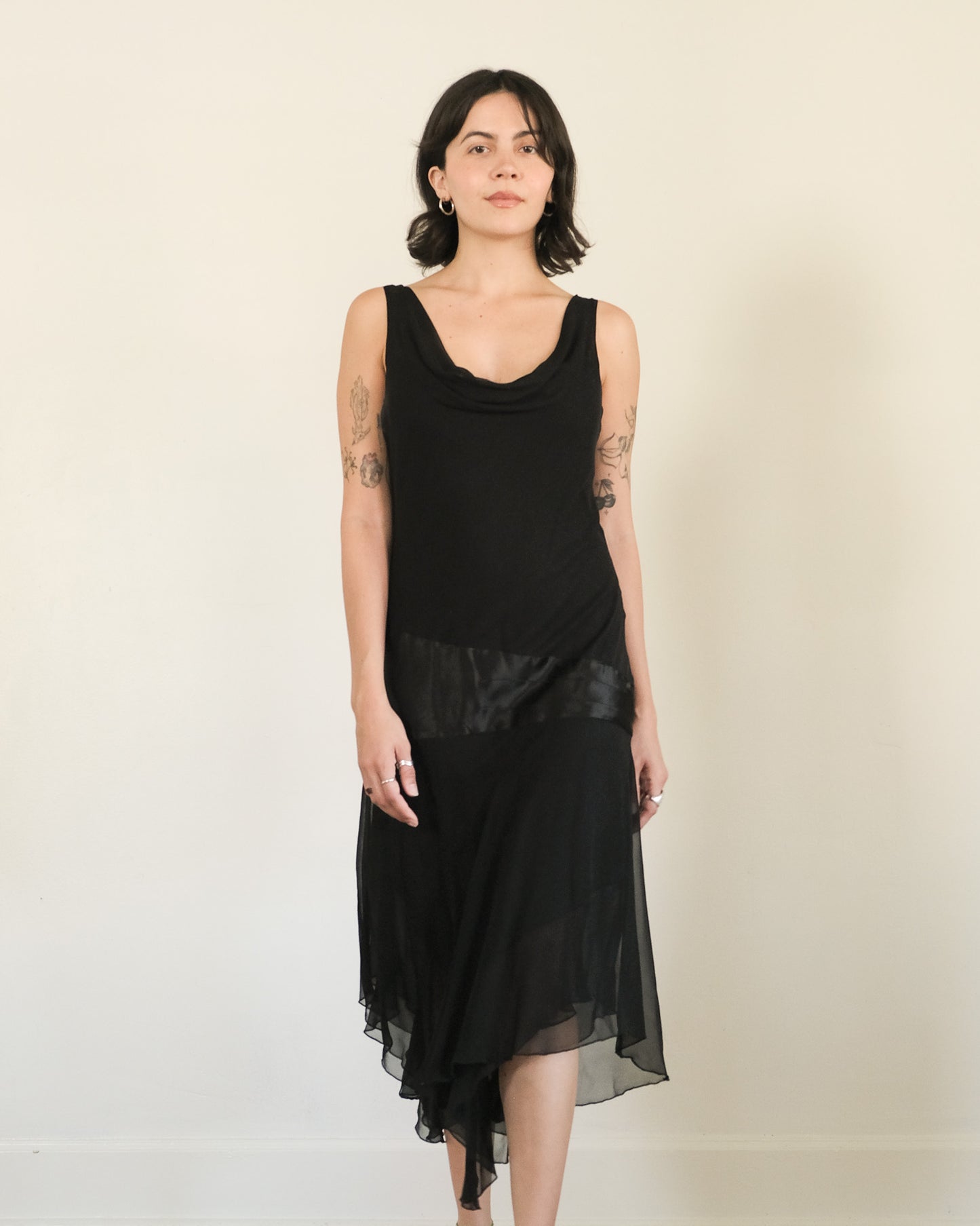 y2k silk chiffon bias cut slip dress