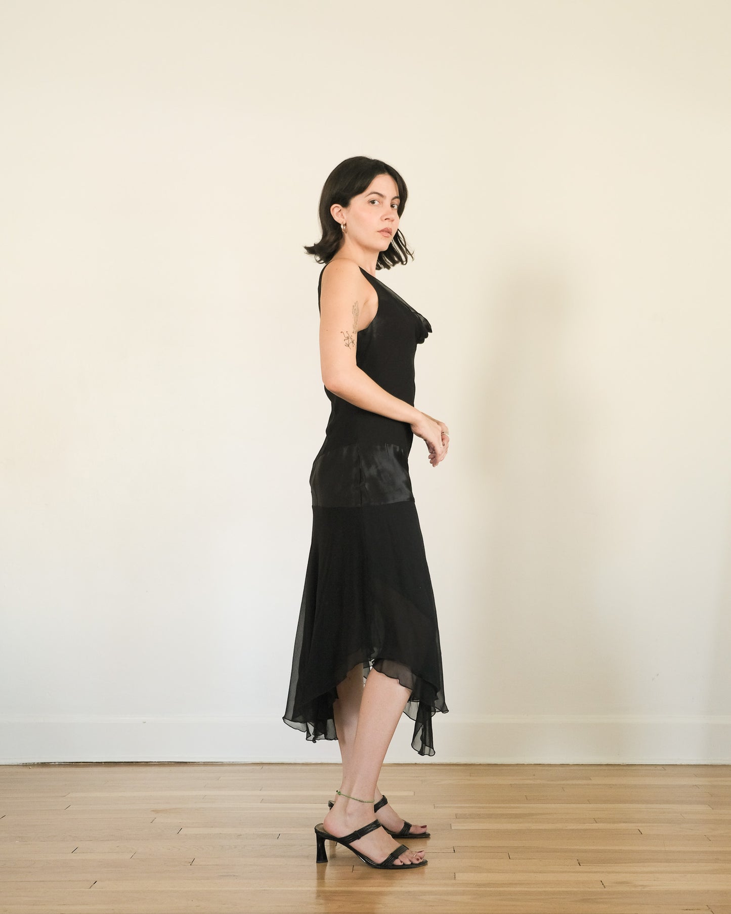 y2k silk chiffon bias cut slip dress