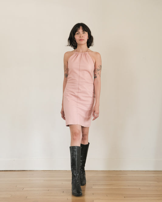 90s Cynthia Rowley leather halter dress